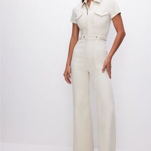 Good American Fit for Success wide leg coveralls size 1 / small cream / beige
